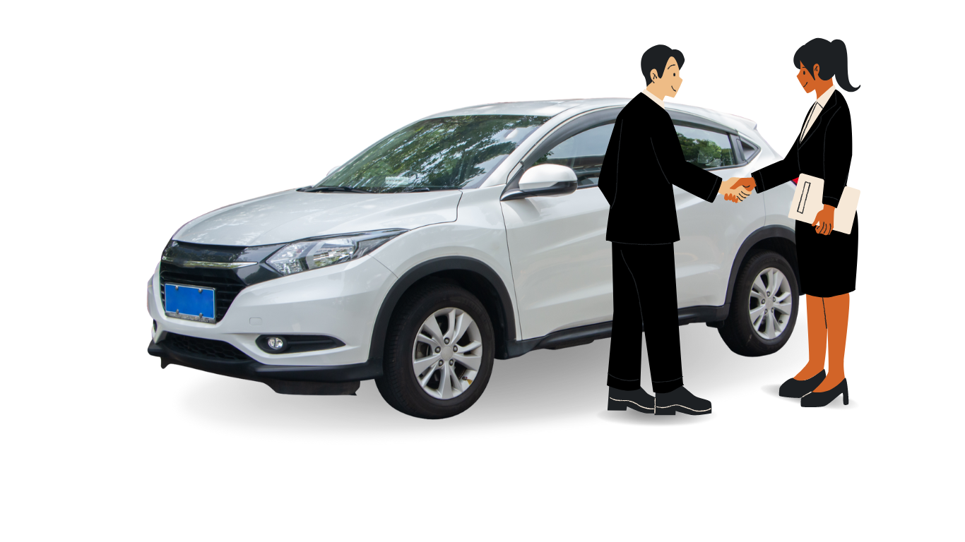 A Women shaking hand with a man for Booking a self drive car rental in delhi with BT Cars.